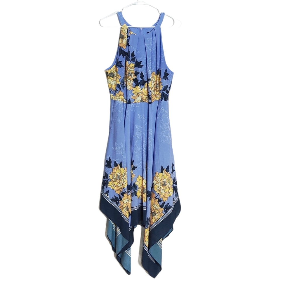 Adrianna Papell Lavender Floral Dress Midi Halter - Picture 2 of 6
